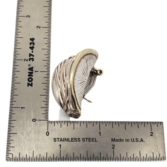 Jem Sterling Silver Gold Plated Accent Wide Floral Earrings #20797 - Picture 11 of 11